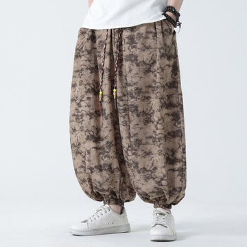 Breathable Lightweight Botanical Print Men's Meditation Harem Pants