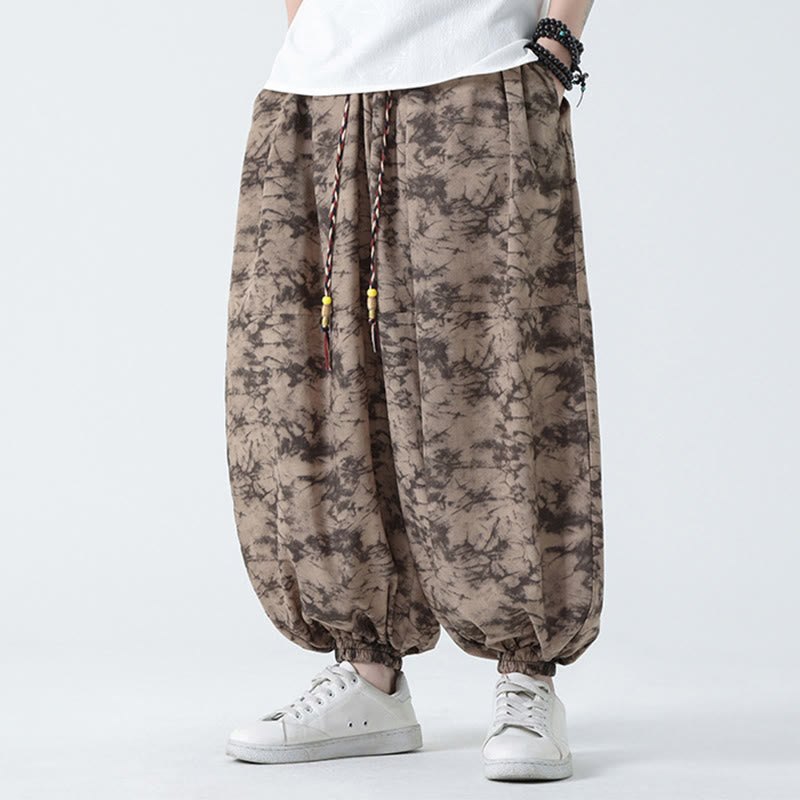 Breathable Lightweight Botanical Print Men's Meditation Harem Pants