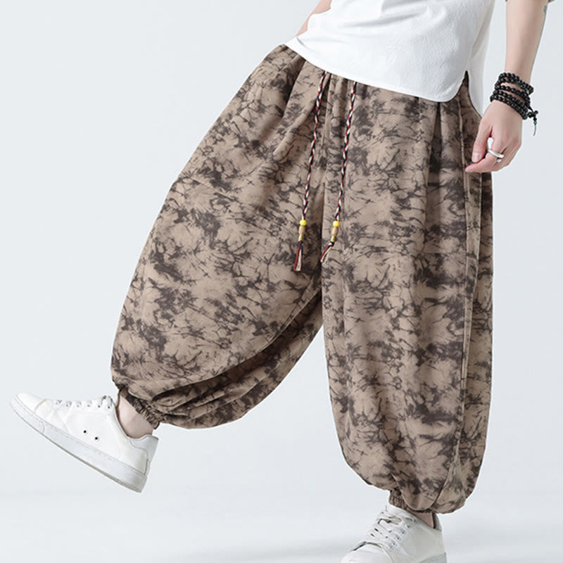 Breathable Lightweight Botanical Print Men's Meditation Harem Pants