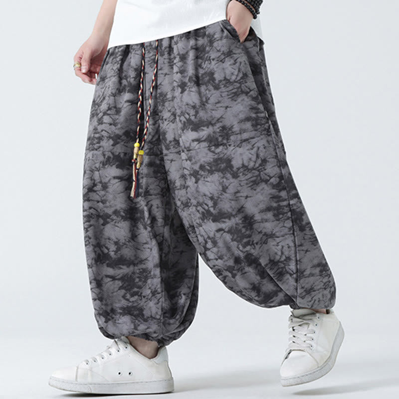 Breathable Lightweight Botanical Print Men's Meditation Harem Pants