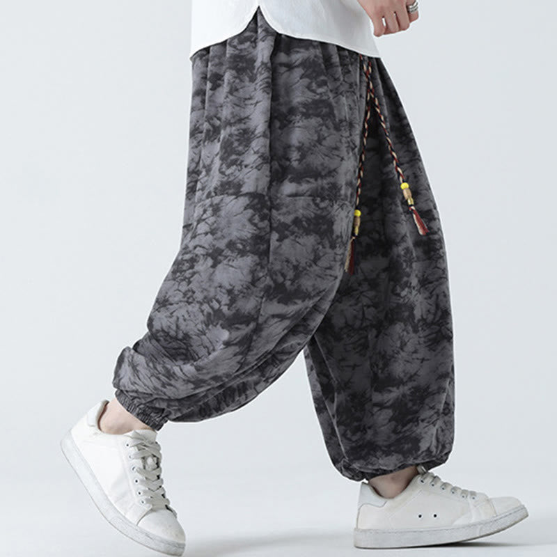 Breathable Lightweight Botanical Print Men's Meditation Harem Pants