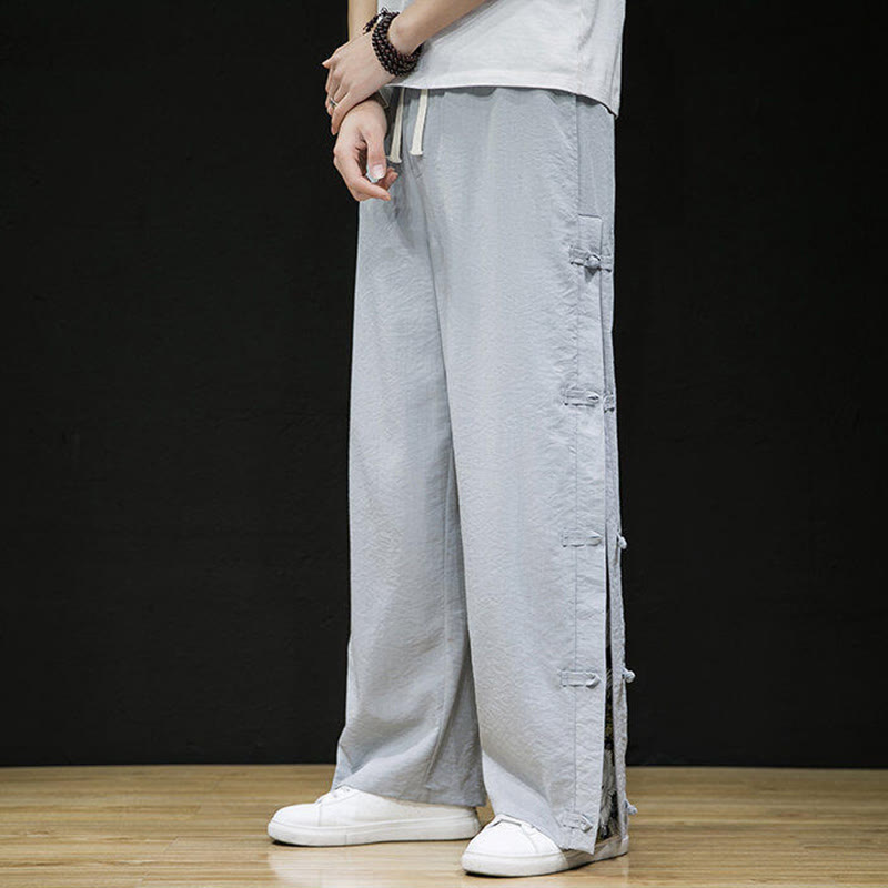 Tactile Crane Print Wide-Leg Meditation Pants