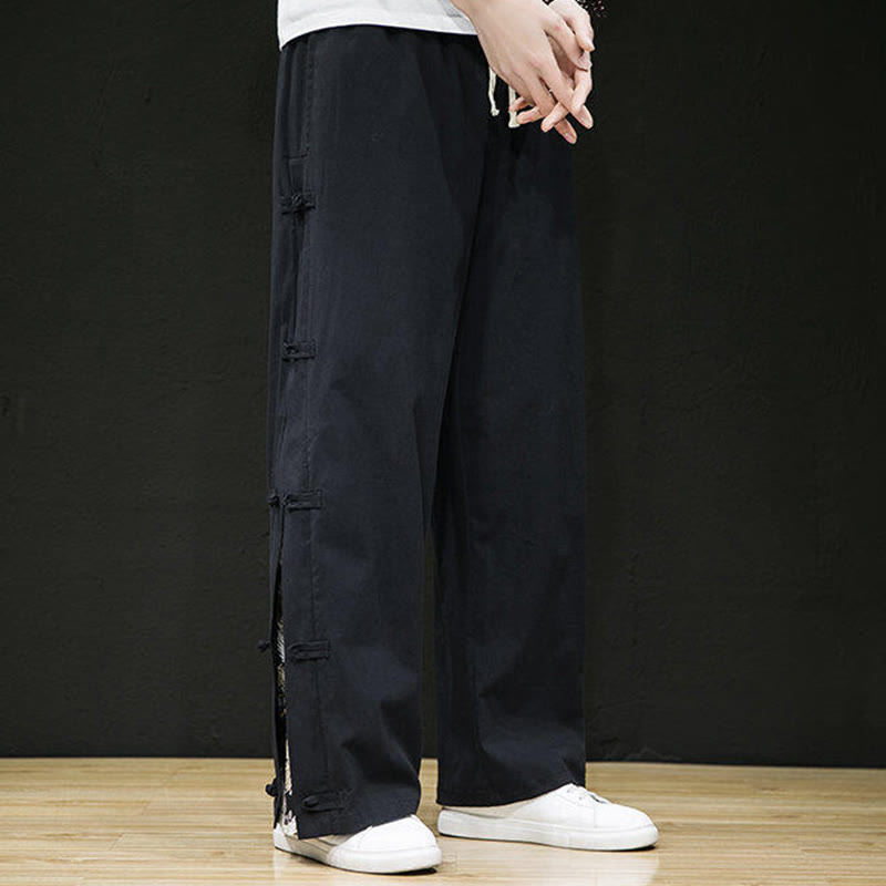 Tactile Crane Print Wide-Leg Meditation Pants