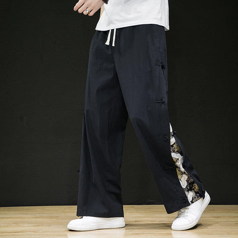 Tactile Crane Print Wide-Leg Meditation Pants