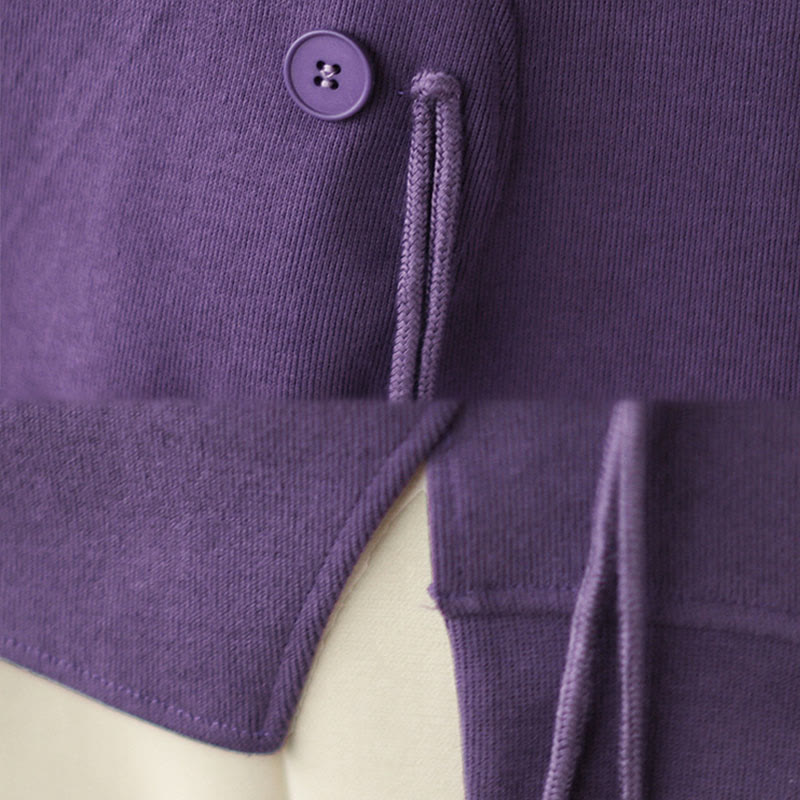 Cotton Button Crew Neck Mindful Pullover Sweatshirt