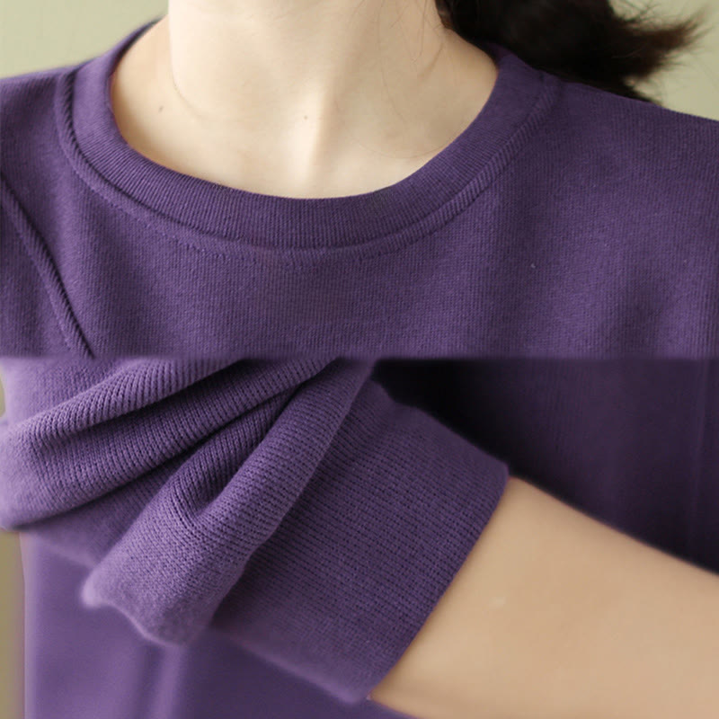Cotton Button Crew Neck Mindful Pullover Sweatshirt