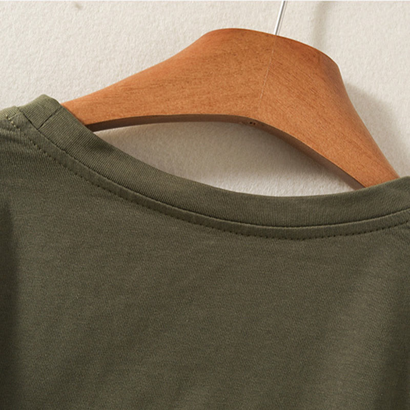 Casual Pure Irregular Hem Cotton Linen Women's Long Sleeve T-shirt