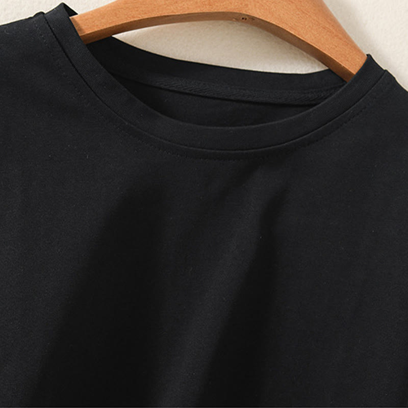 Casual Pure Irregular Hem Cotton Linen Women's Long Sleeve T-shirt