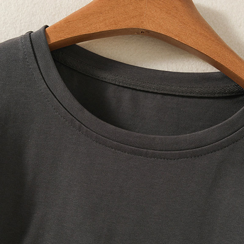 Casual Pure Irregular Hem Cotton Linen Women's Long Sleeve T-shirt