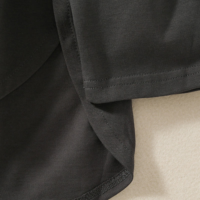Casual Pure Irregular Hem Cotton Linen Women's Long Sleeve T-shirt