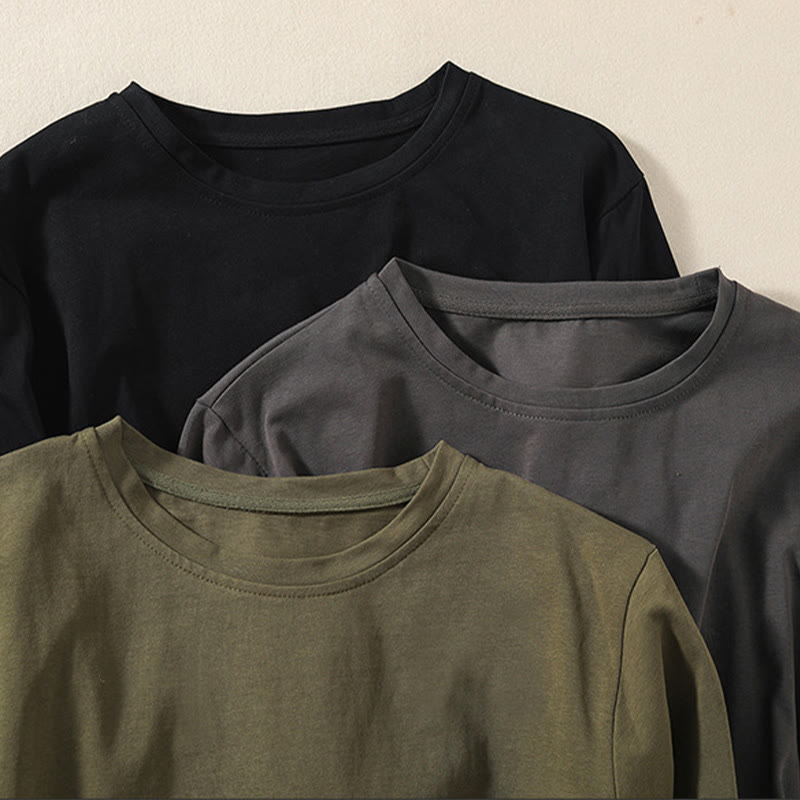 Casual Pure Irregular Hem Cotton Linen Women's Long Sleeve T-shirt