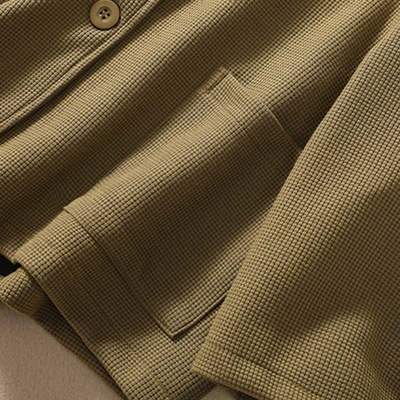 Minimalist Breathable Cotton Lapel Grounding Jacket