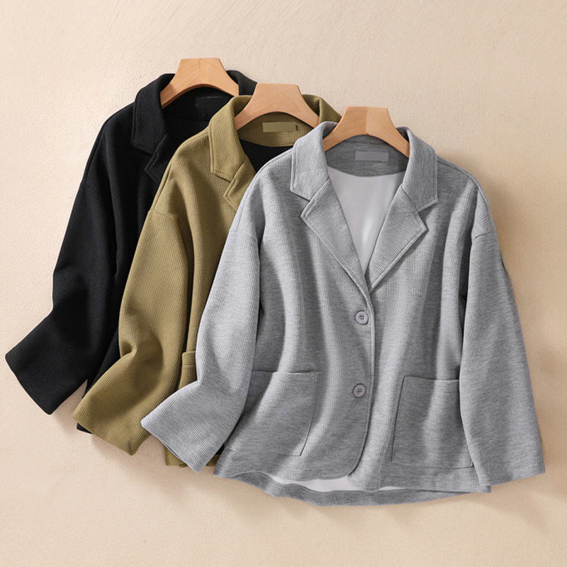 Minimalist Breathable Cotton Lapel Grounding Jacket
