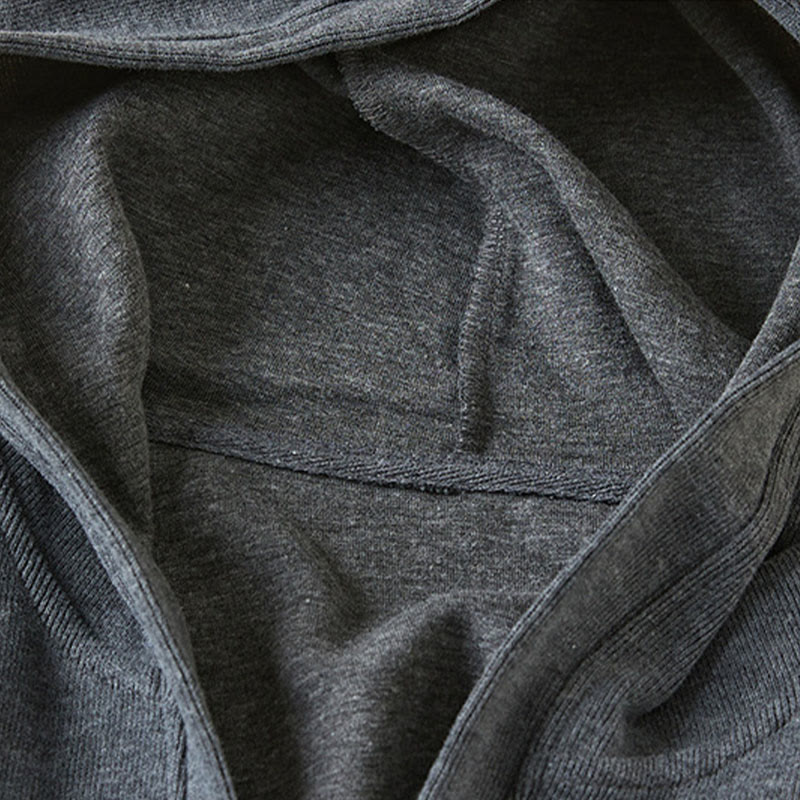 Plain Buttons Women's Cotton Hooded Jacket With Pockets