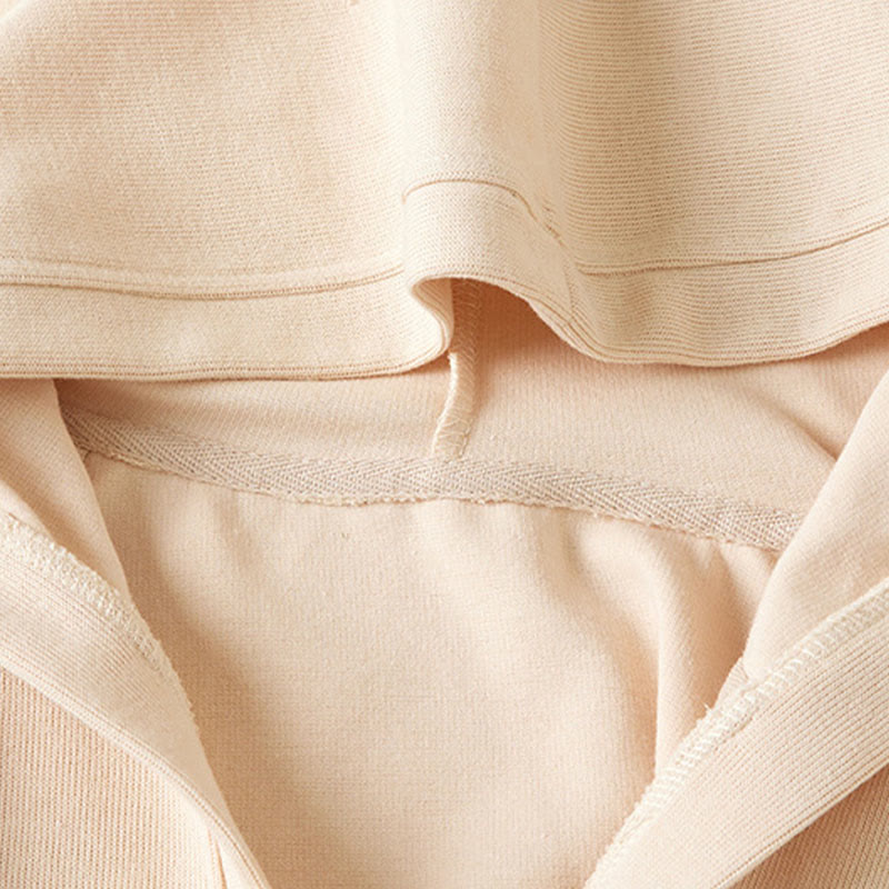 Plain Buttons Women's Cotton Hooded Jacket With Pockets