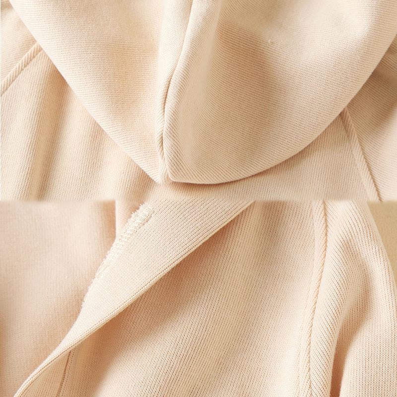 Plain Buttons Women's Cotton Hooded Jacket With Pockets