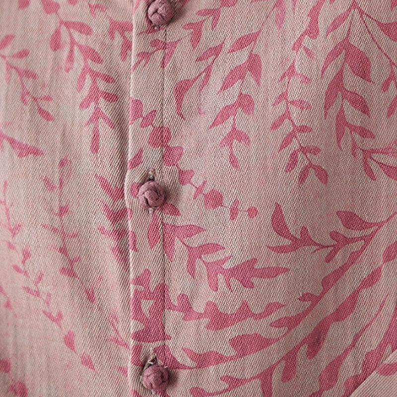 Leaf Print Women's Jacket With Pockets