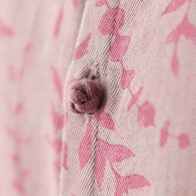 Leaf Print Women's Jacket With Pockets