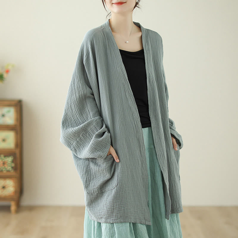 Tactile Cotton Linen Relaxed Fit Meditation Kimono Jacket