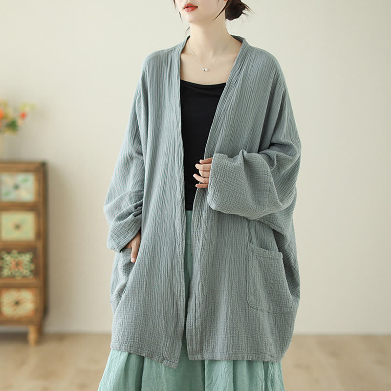 Tactile Cotton Linen Relaxed Fit Meditation Kimono Jacket