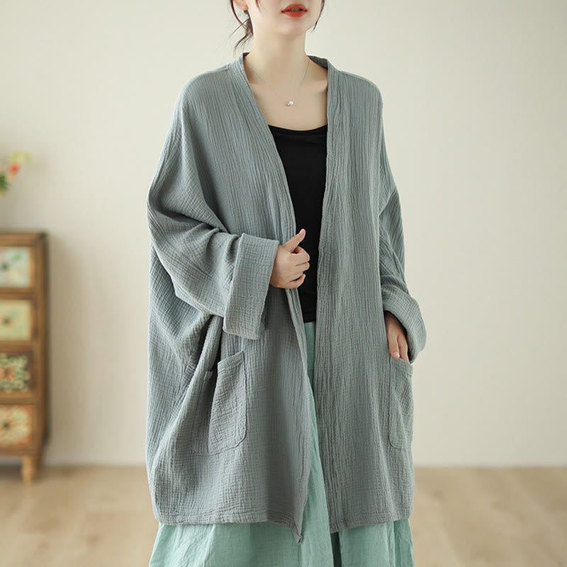 Tactile Cotton Linen Relaxed Fit Meditation Kimono Jacket