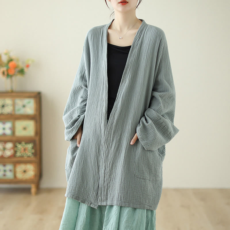 Tactile Cotton Linen Relaxed Fit Meditation Kimono Jacket