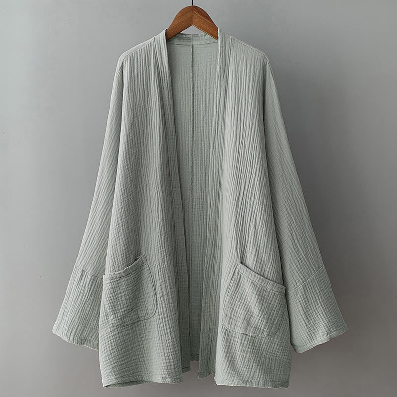 Tactile Cotton Linen Relaxed Fit Meditation Kimono Jacket