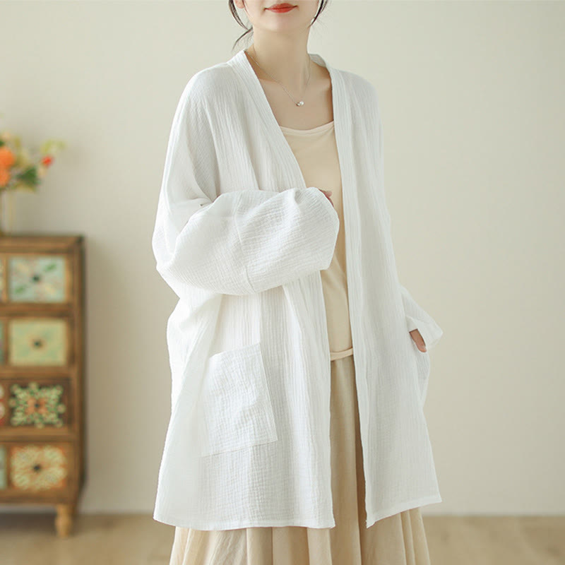 Tactile Cotton Linen Relaxed Fit Meditation Kimono Jacket