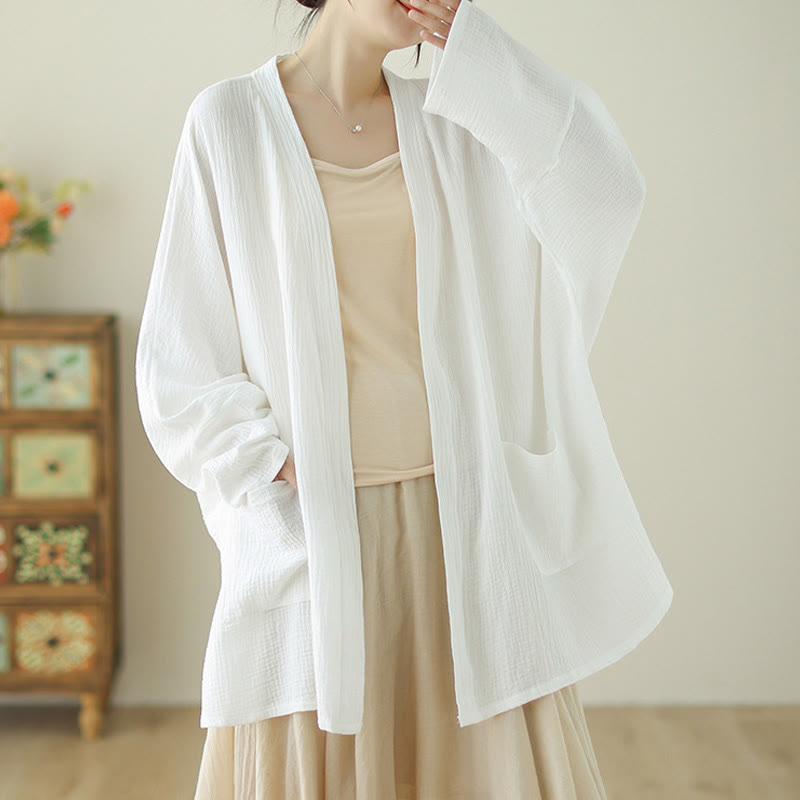 Tactile Cotton Linen Relaxed Fit Meditation Kimono Jacket
