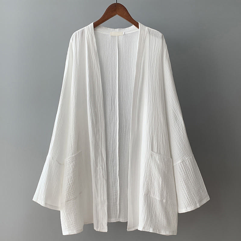 Tactile Cotton Linen Relaxed Fit Meditation Kimono Jacket