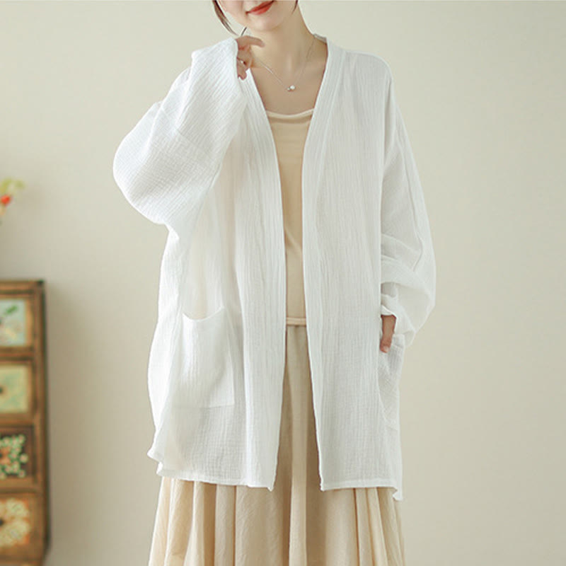 Tactile Cotton Linen Relaxed Fit Meditation Kimono Jacket