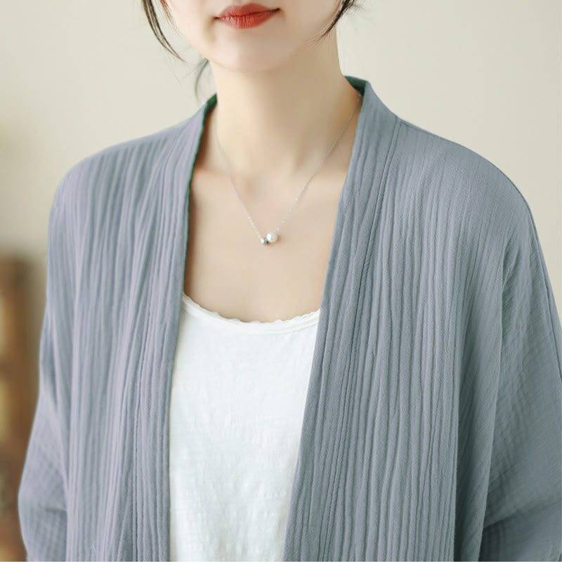 Tactile Cotton Linen Relaxed Fit Meditation Kimono Jacket