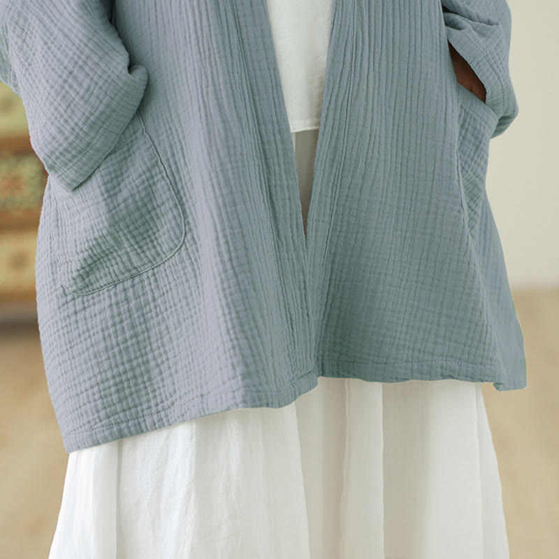 Tactile Cotton Linen Relaxed Fit Meditation Kimono Jacket