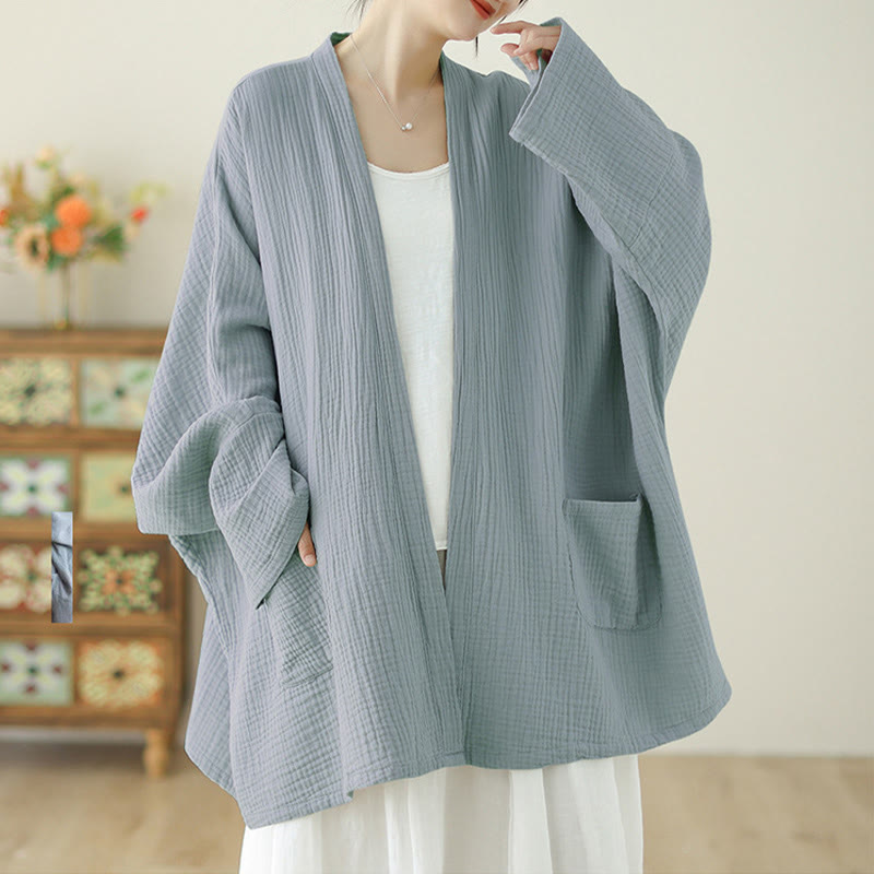 Tactile Cotton Linen Relaxed Fit Meditation Kimono Jacket