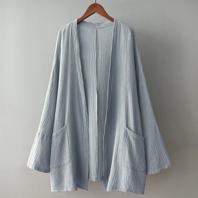 Tactile Cotton Linen Relaxed Fit Meditation Kimono Jacket