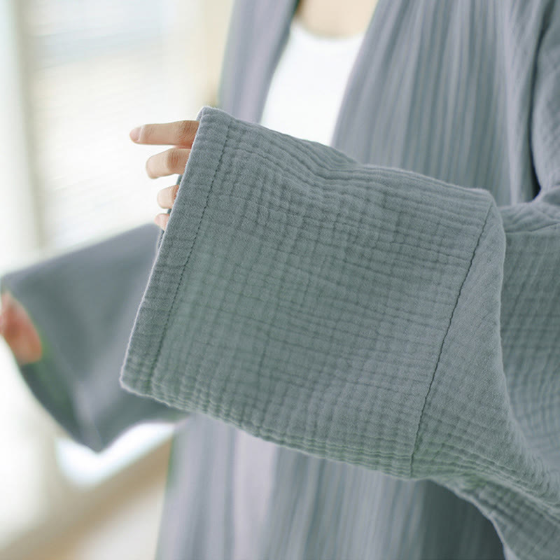 Tactile Cotton Linen Relaxed Fit Meditation Kimono Jacket