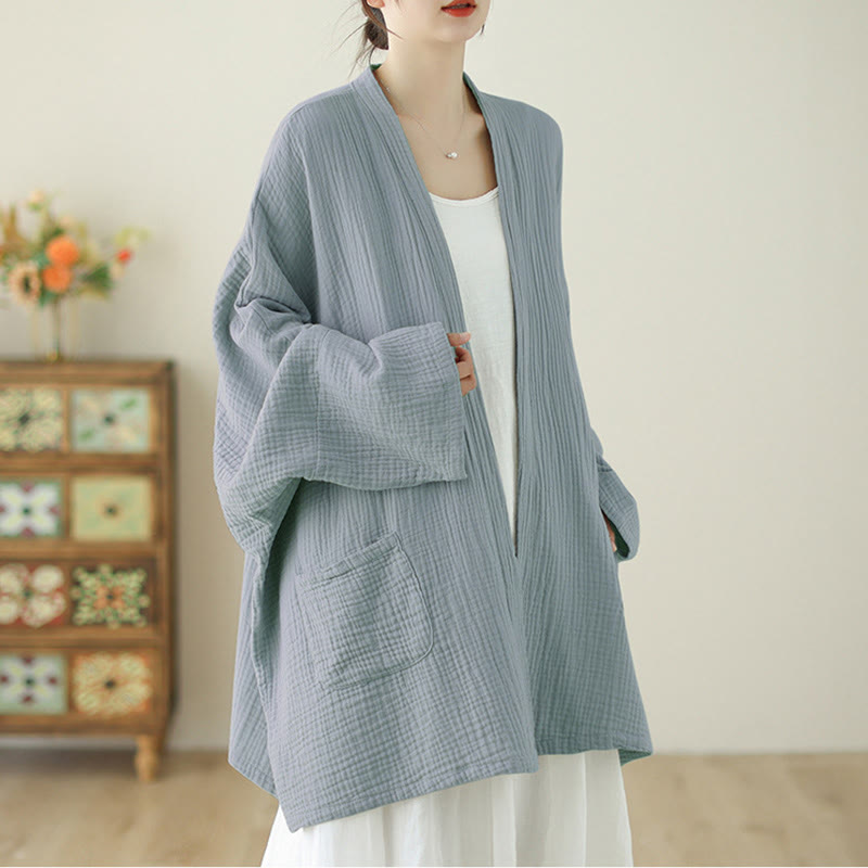 Tactile Cotton Linen Relaxed Fit Meditation Kimono Jacket
