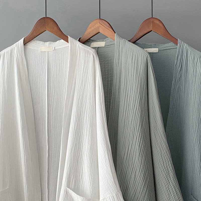 Tactile Cotton Linen Relaxed Fit Meditation Kimono Jacket