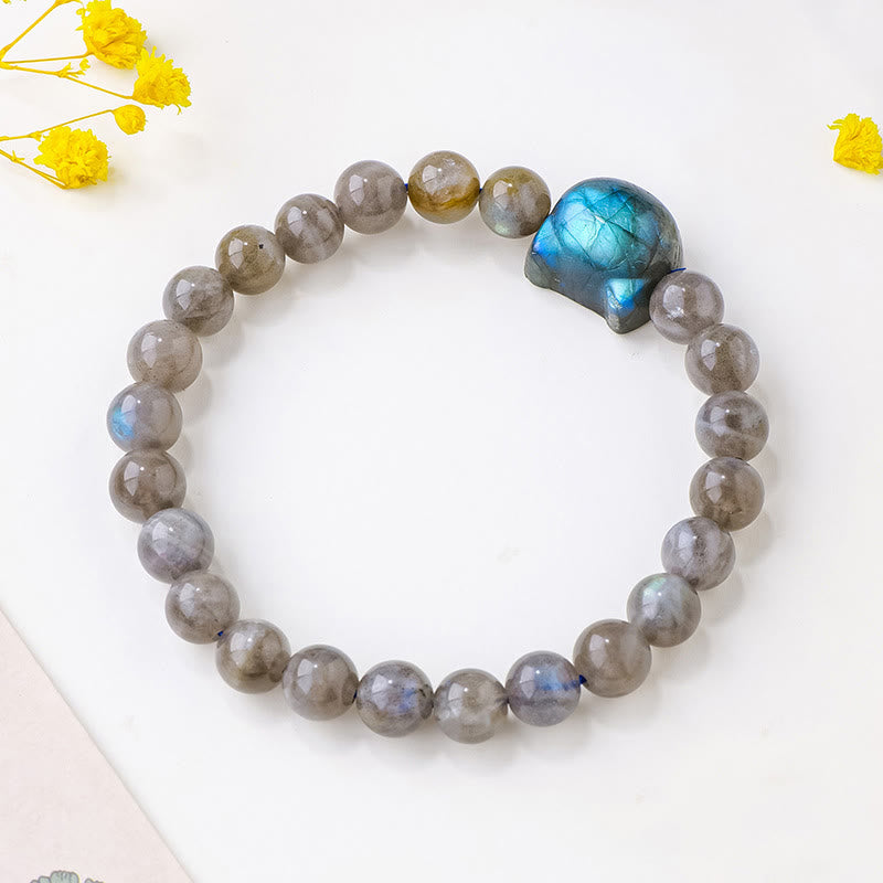 Natural Labradorite Cute Cat Head Healing Change Bracelet
