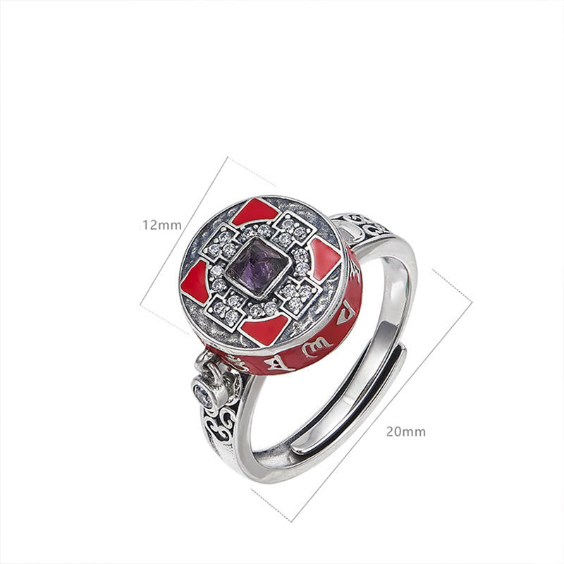 Om Mani Padme Hum Copper Prayer Wheel Rotatable Wealth Ring