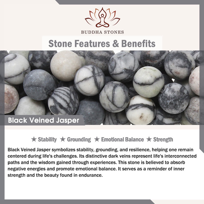 Tricolor Cat Black Veined Jasper Brown Striped Agate Chalcedony Strength Bracelet