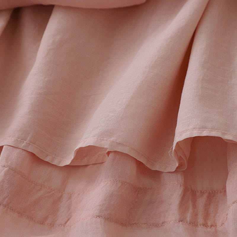 Solid Lace Elastic Waist Cotton Women's Skirt