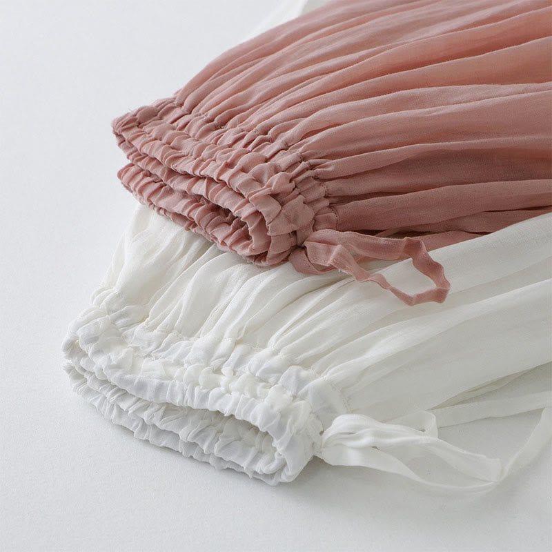 Solid Lace Elastic Waist Cotton Women's Skirt