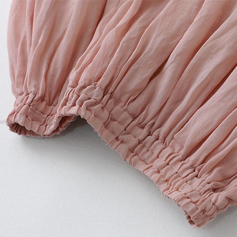 Solid Lace Elastic Waist Cotton Women's Skirt