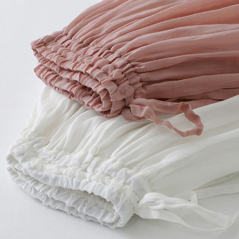 Solid Lace Elastic Waist Cotton Women's Skirt