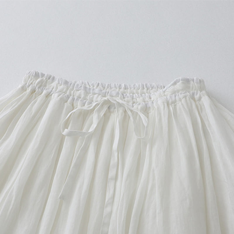 Solid Lace Elastic Waist Cotton Women's Skirt