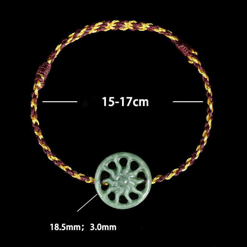 Hand-Braided Jade Sun and Pearl Cord Bracelet for Mindful Intent