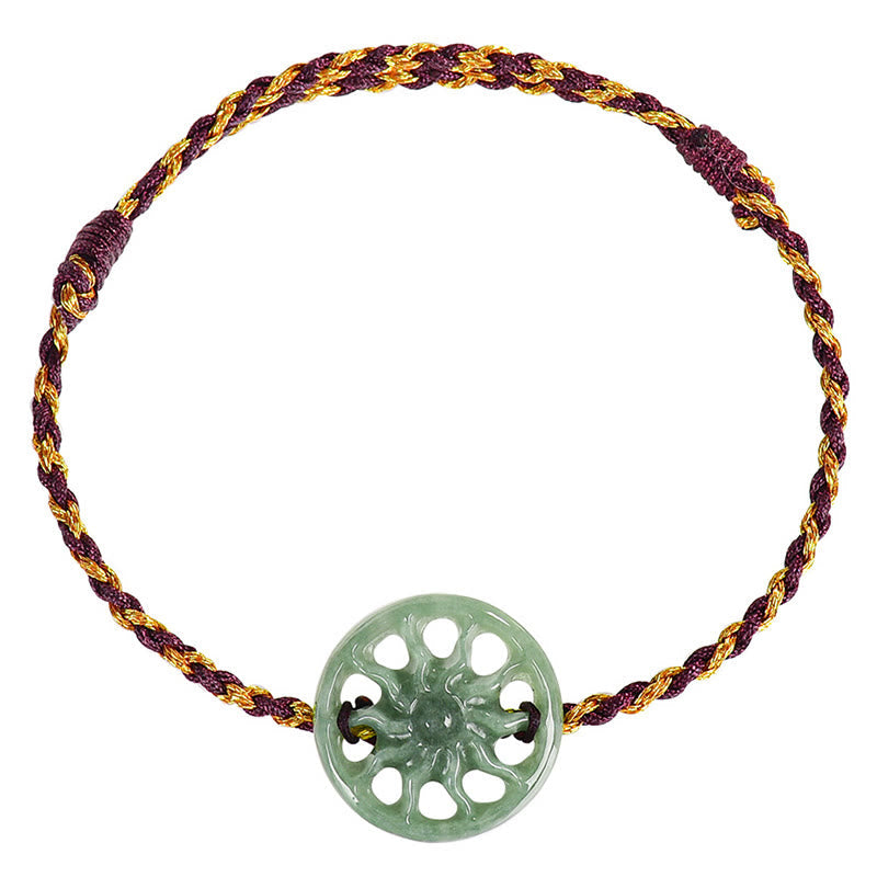 Hand-Braided Jade Sun and Pearl Cord Bracelet for Mindful Intent