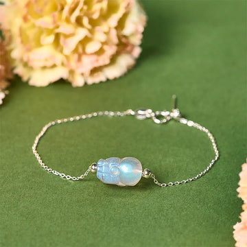 925 Sterling Silver Moonstone Pixiu Energy Anchor Bracelet