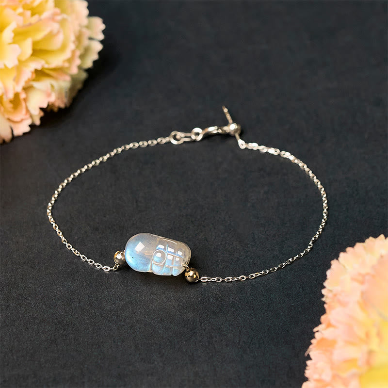 925 Sterling Silver Moonstone Pixiu Energy Anchor Bracelet